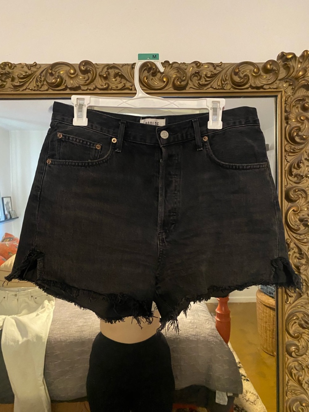 AGOLDE Black denim Dee Shorts